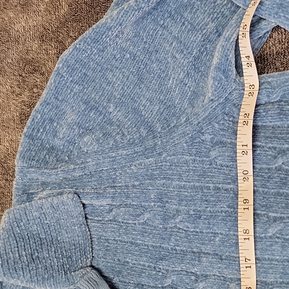 Alfred Dunner Blue Chenille Women's Cardigan With Zipper Large - Picture 4 of 6